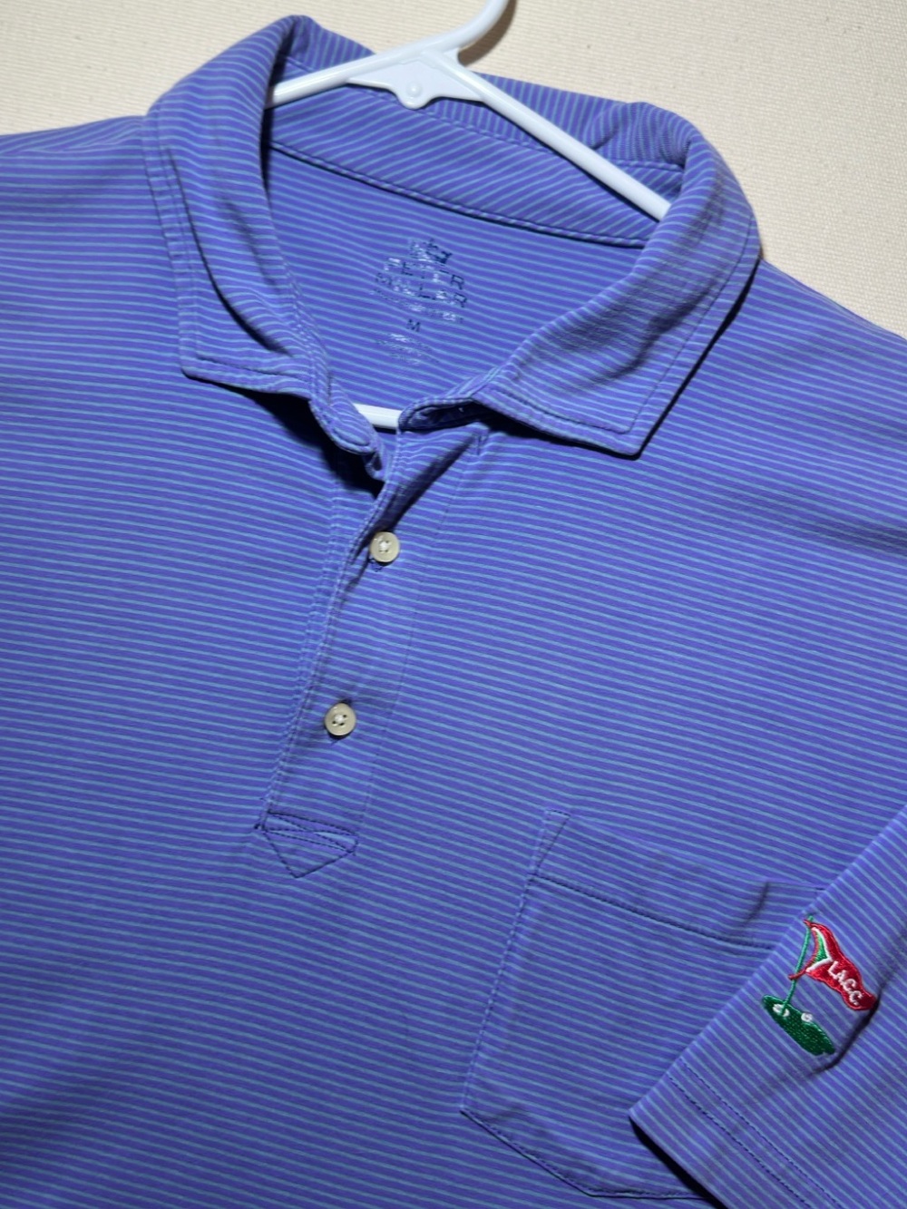 Peter Millar Purple Striped Men's Golf Polo Shirt x Los Angeles Country Club